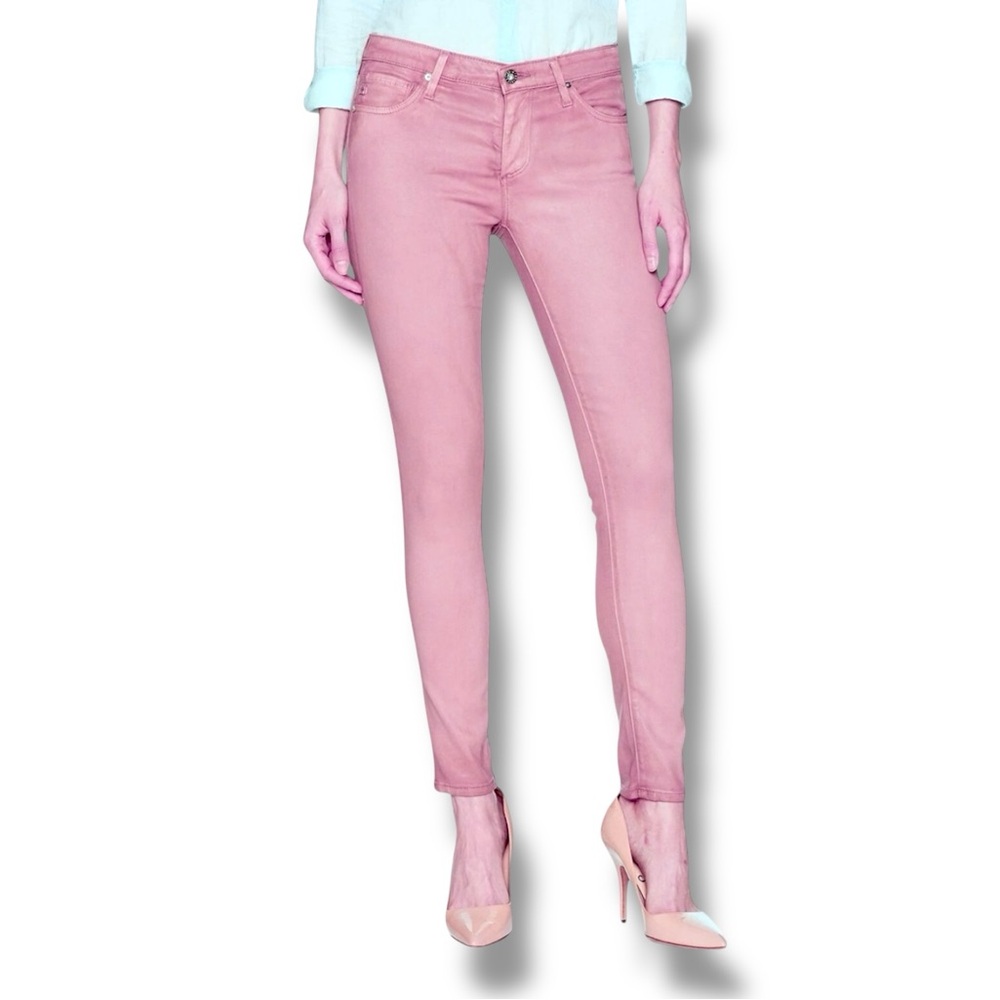 AG Legging Ankle Coated Pink Super Skinny Stretch Mid Rise Jeans Size 30